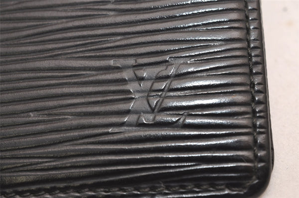 Auth Louis Vuitton Epi Porte 2 Cartes Vertical Card Pass Case M63202 Black 3831J