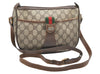 Authentic GUCCI Web Sherry Line Shoulder Cross Bag GG PVC Leather Brown 3831K