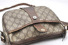 Authentic GUCCI Web Sherry Line Shoulder Cross Bag GG PVC Leather Brown 3831K