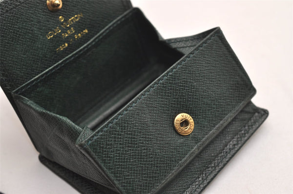 Authentic Louis Vuitton Taiga Porte Monnaie Boite Coin Purse M30384 Green 3833J