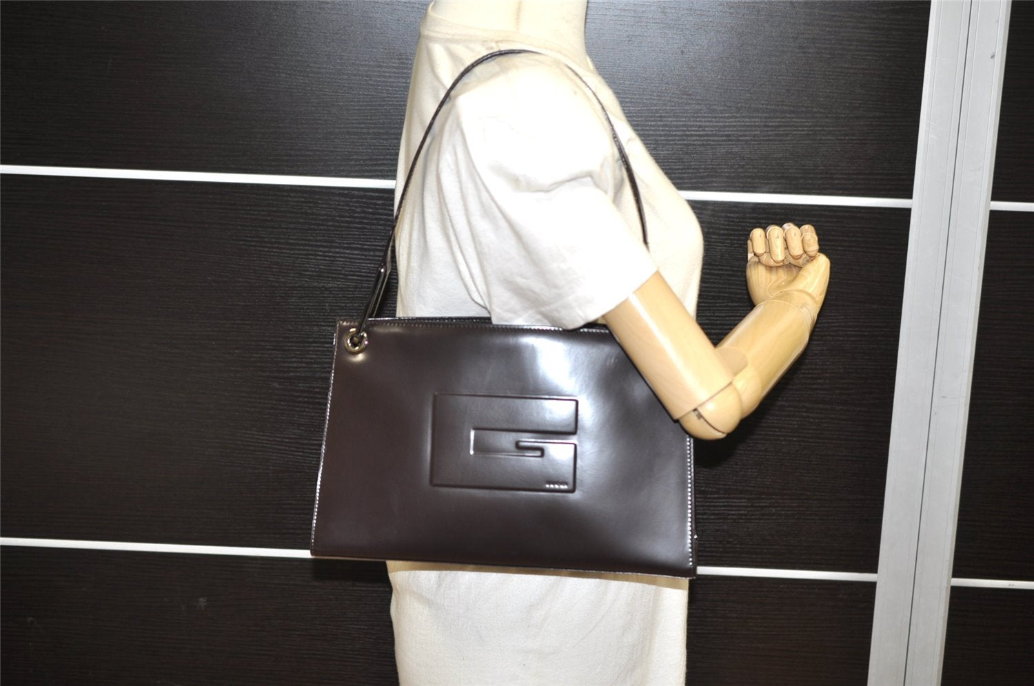 Authentic GUCCI Vintage Shoulder Hand Bag Purse Leather 0013034 Brown 3833K