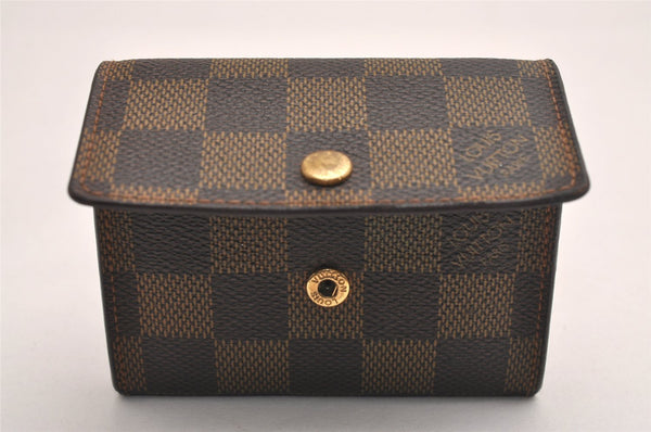 Authentic Louis Vuitton Damier Porte Monnaie Plat Coin Purse N61930 Junk 3834J