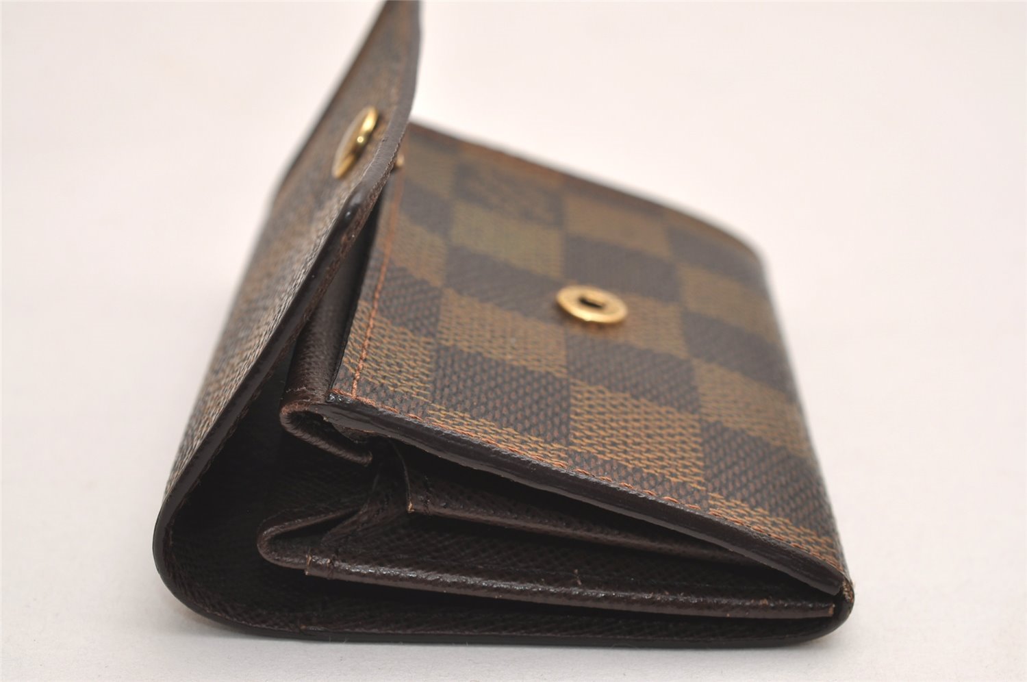 Authentic Louis Vuitton Damier Porte Monnaie Plat Coin Purse N61930 Junk 3834J