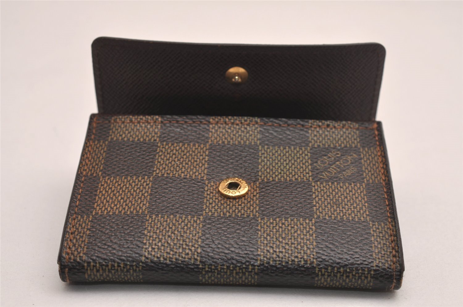 Authentic Louis Vuitton Damier Porte Monnaie Plat Coin Purse N61930 Junk 3834J