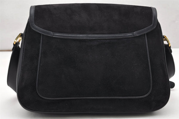Authentic GUCCI Shoulder Hand Bag Purse Suede Leather Navy Blue 3834K