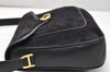 Authentic GUCCI Shoulder Hand Bag Purse Suede Leather Navy Blue 3834K
