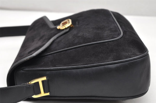 Authentic GUCCI Shoulder Hand Bag Purse Suede Leather Navy Blue 3834K
