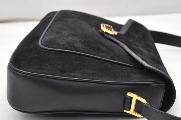 Authentic GUCCI Shoulder Hand Bag Purse Suede Leather Navy Blue 3834K