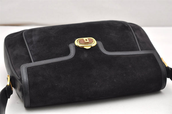 Authentic GUCCI Shoulder Hand Bag Purse Suede Leather Navy Blue 3834K