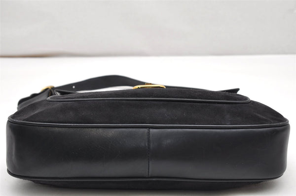 Authentic GUCCI Shoulder Hand Bag Purse Suede Leather Navy Blue 3834K