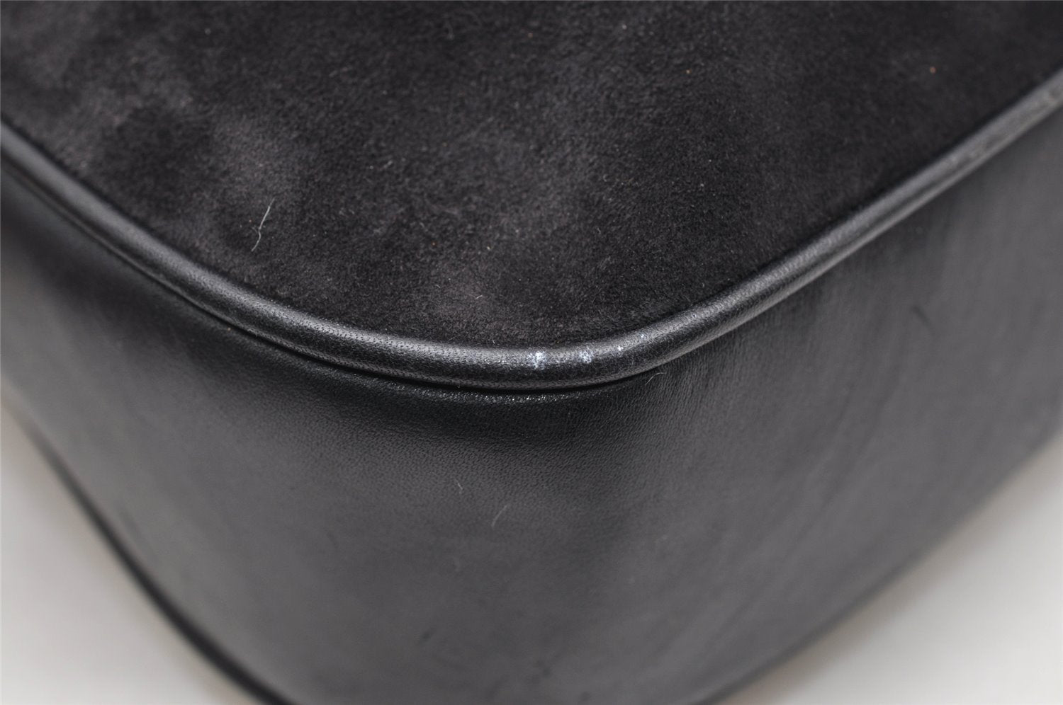 Authentic GUCCI Shoulder Hand Bag Purse Suede Leather Navy Blue 3834K