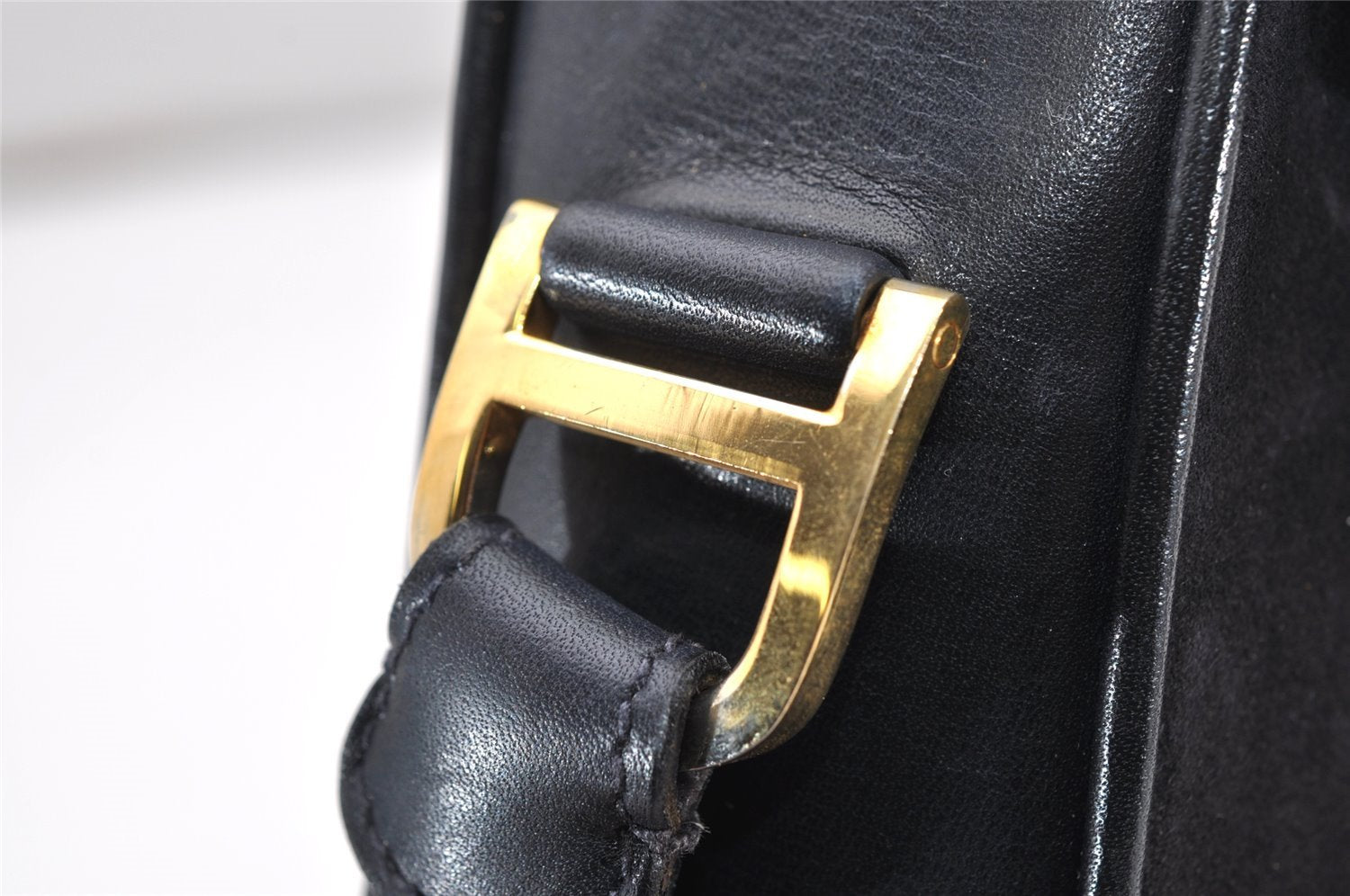 Authentic GUCCI Shoulder Hand Bag Purse Suede Leather Navy Blue 3834K
