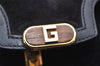 Authentic GUCCI Shoulder Hand Bag Purse Suede Leather Navy Blue 3834K