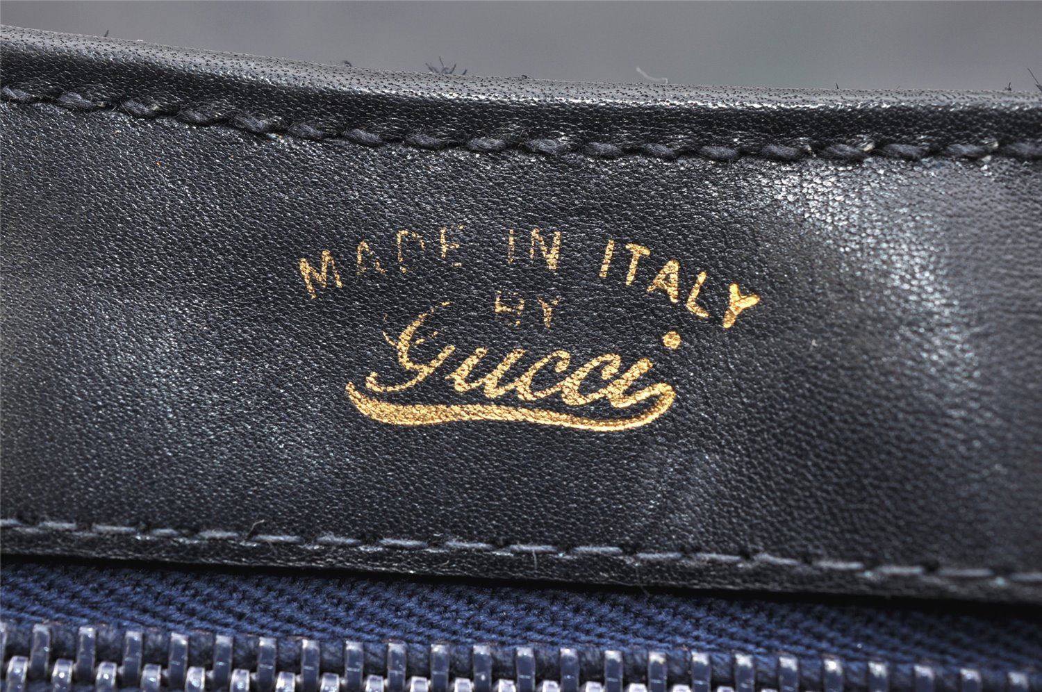 Authentic GUCCI Shoulder Hand Bag Purse Suede Leather Navy Blue 3834K
