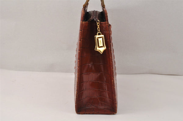 Authentic YVES SAINT LAURENT Vintage Shoulder Hand Bag Leather Brown 3835K