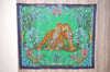 Authentic HERMES Vintage Stole Scarf "JUNGLE LOVE" Cotton Blue 3837K