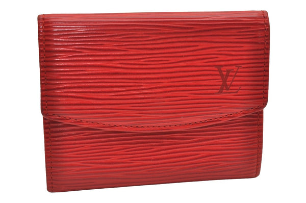 Authentic Louis Vuitton Epi Porte Monnaie Simple Coin Purse Red M63417 LV 3838J