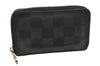 Authentic Louis Vuitton Damier Graphite Zippy Coin Purse Wallet N63076 LV 3839J