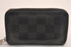 Authentic Louis Vuitton Damier Graphite Zippy Coin Purse Wallet N63076 LV 3839J