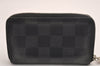 Authentic Louis Vuitton Damier Graphite Zippy Coin Purse Wallet N63076 LV 3839J