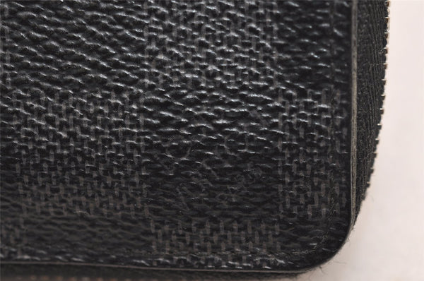 Authentic Louis Vuitton Damier Graphite Zippy Coin Purse Wallet N63076 LV 3839J