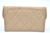 Authentic CHANEL Calf Skin Matelasse Vintage Pouch Purse Beige Box 3839K