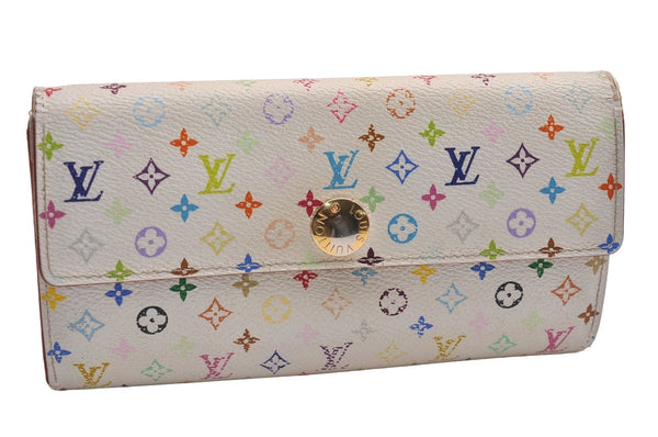 Auth Louis Vuitton Monogram Multicolor Portefeuille Sarah Wallet M93532 LV 3840J