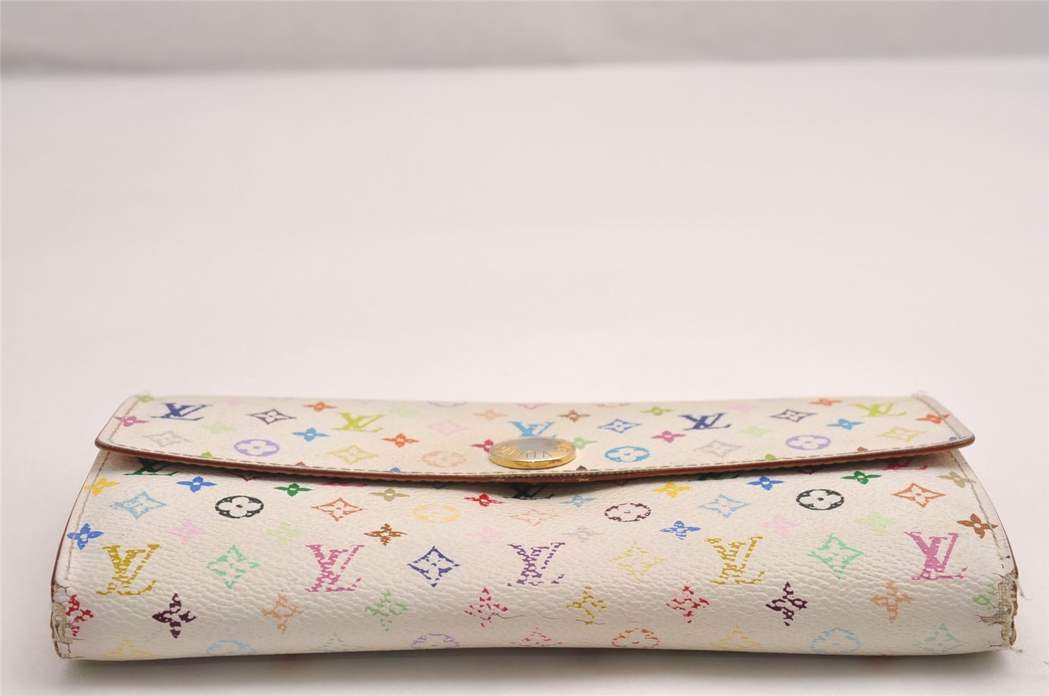 Auth Louis Vuitton Monogram Multicolor Portefeuille Sarah Wallet M93532 LV 3840J