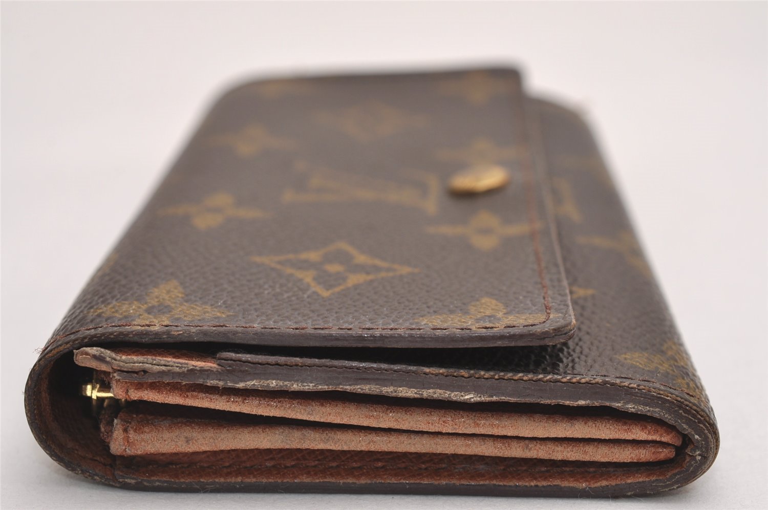 Auth Louis Vuitton Monogram Porte Monnaie Zip Bifold Wallet M61735 Junk 3843J