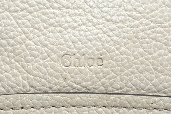 Authentic Chloe Paraty Medium 2Way Shoulder Hand Bag Leather White 3844K