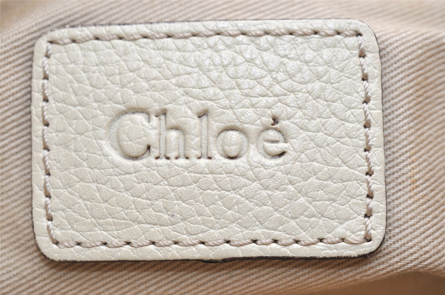 Authentic Chloe Paraty Medium 2Way Shoulder Hand Bag Leather White 3844K