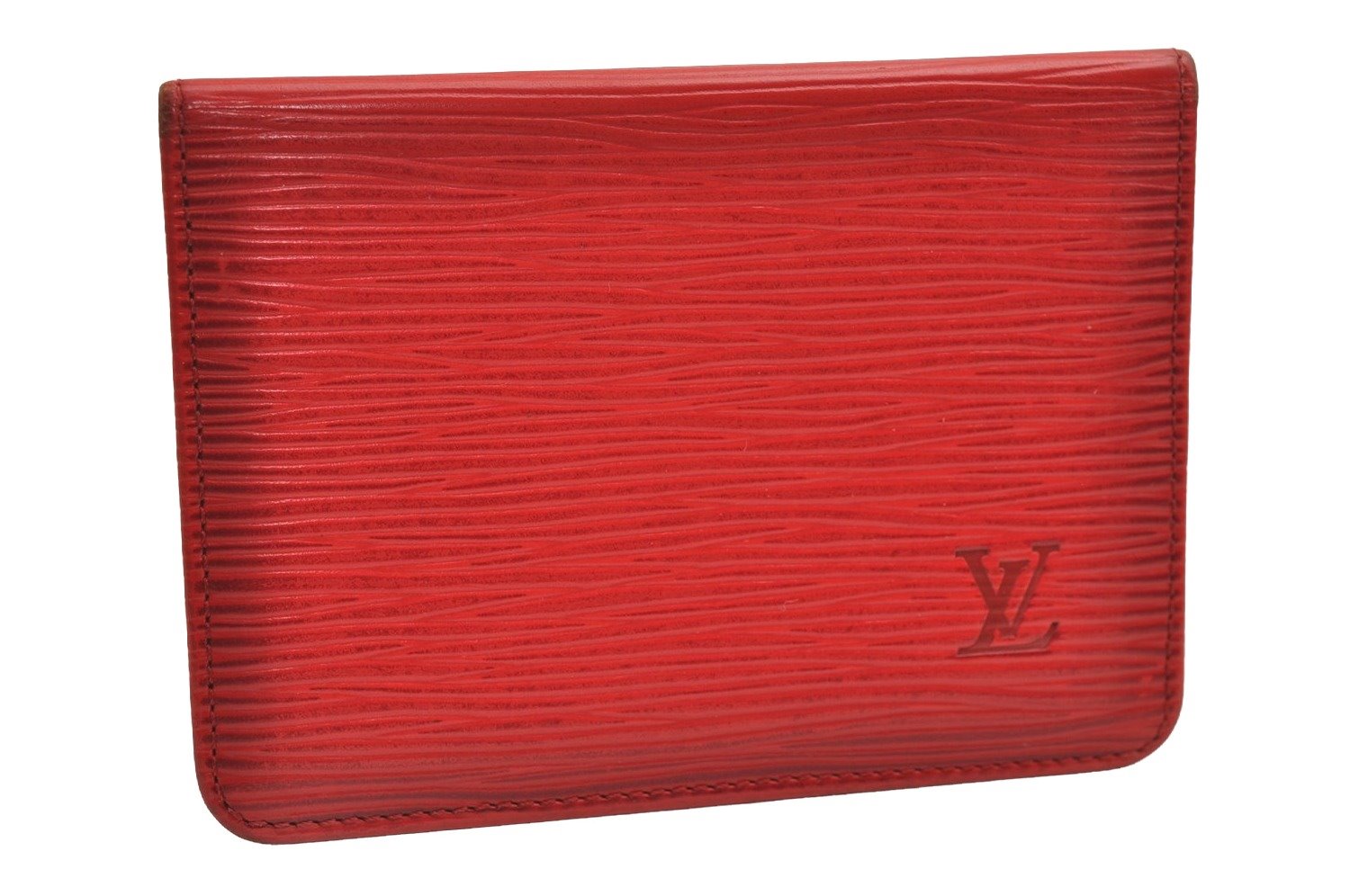 Auth Louis Vuitton Epi Porte 2 Cartes Vertical Card Pass Case M63207 Red 3848J
