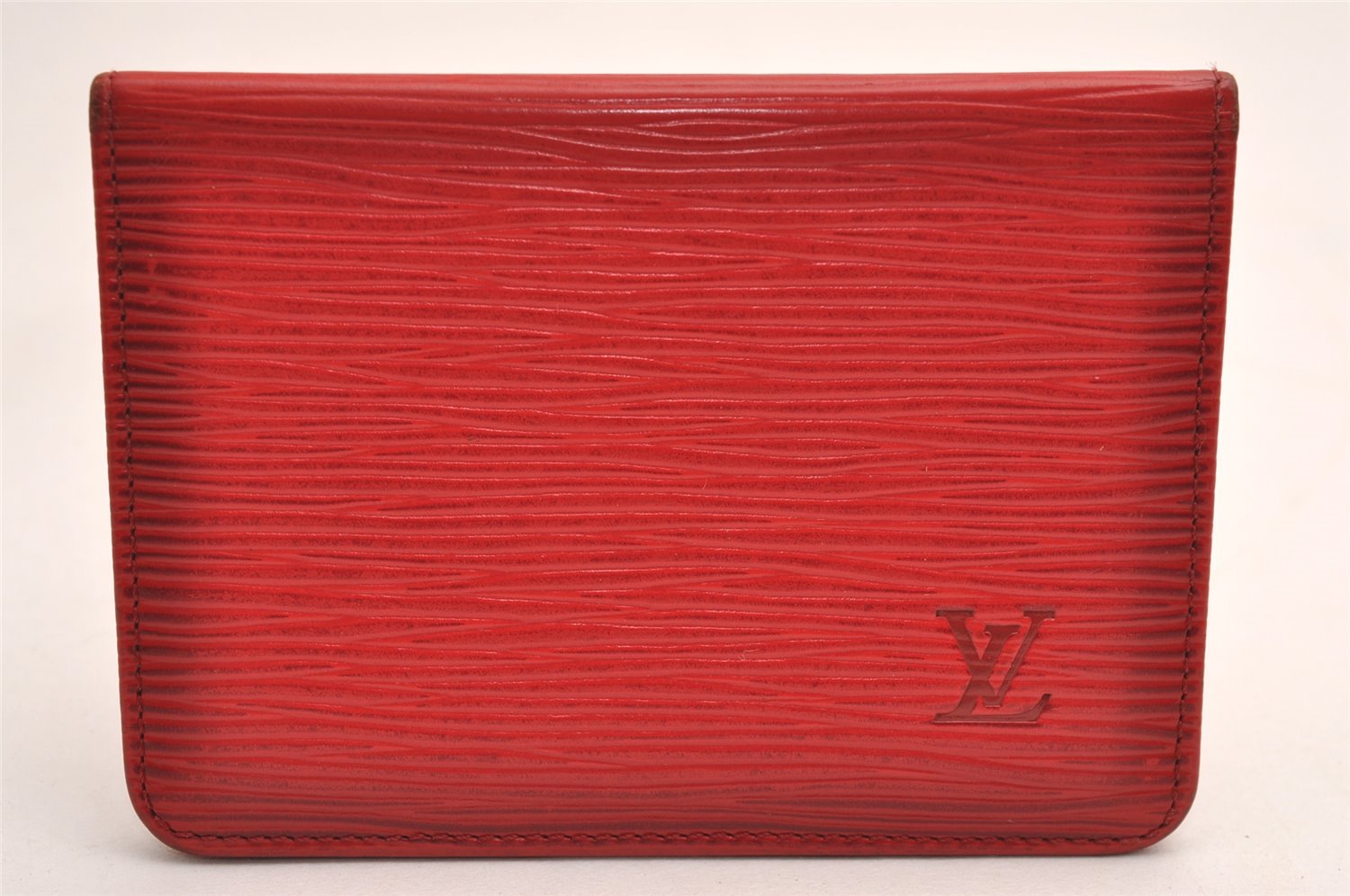 Auth Louis Vuitton Epi Porte 2 Cartes Vertical Card Pass Case M63207 Red 3848J