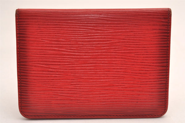 Auth Louis Vuitton Epi Porte 2 Cartes Vertical Card Pass Case M63207 Red 3848J