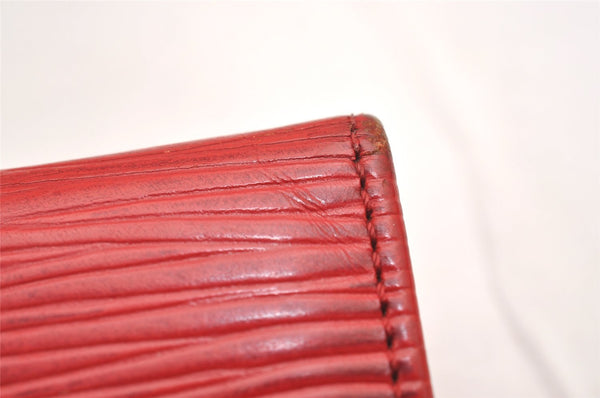 Auth Louis Vuitton Epi Porte 2 Cartes Vertical Card Pass Case M63207 Red 3848J