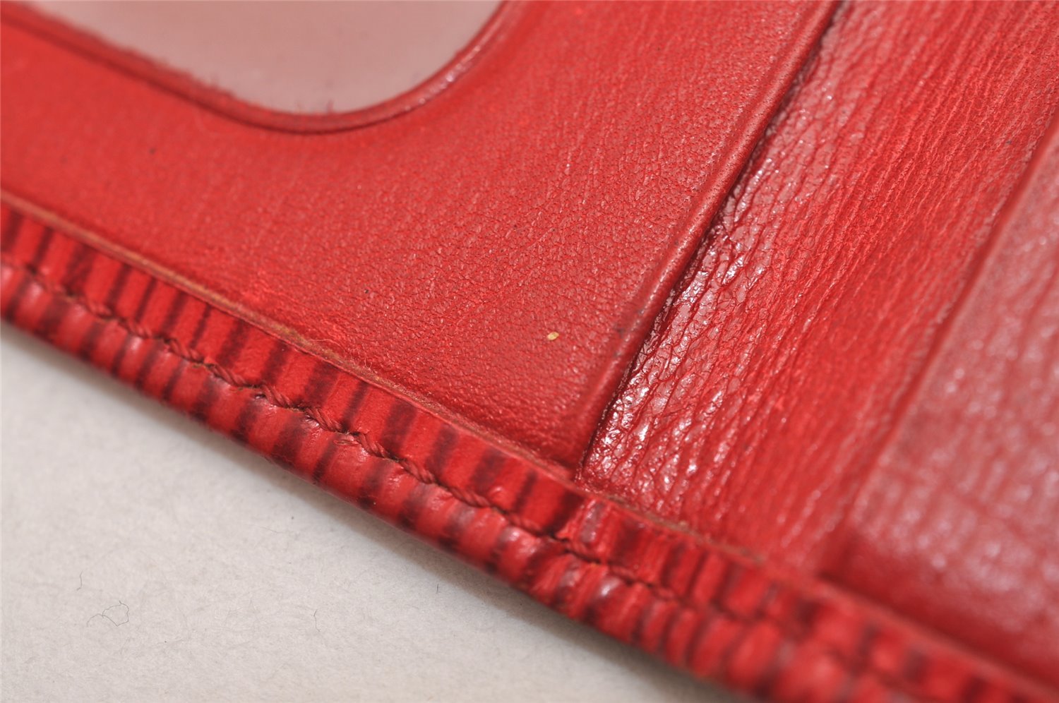 Auth Louis Vuitton Epi Porte 2 Cartes Vertical Card Pass Case M63207 Red 3848J