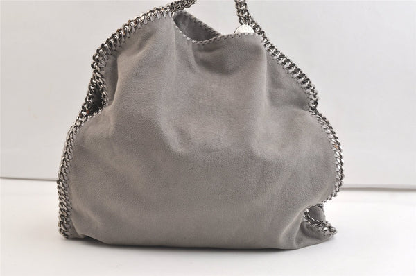 Authentic Stella McCartney Falabella Shoulder Hand Bag Leather Gray 3849K