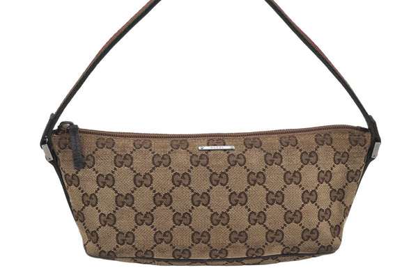 Auth GUCCI Web Sherry Line Hand Bag GG Canvas Leather 141809 Brown Junk 3850K