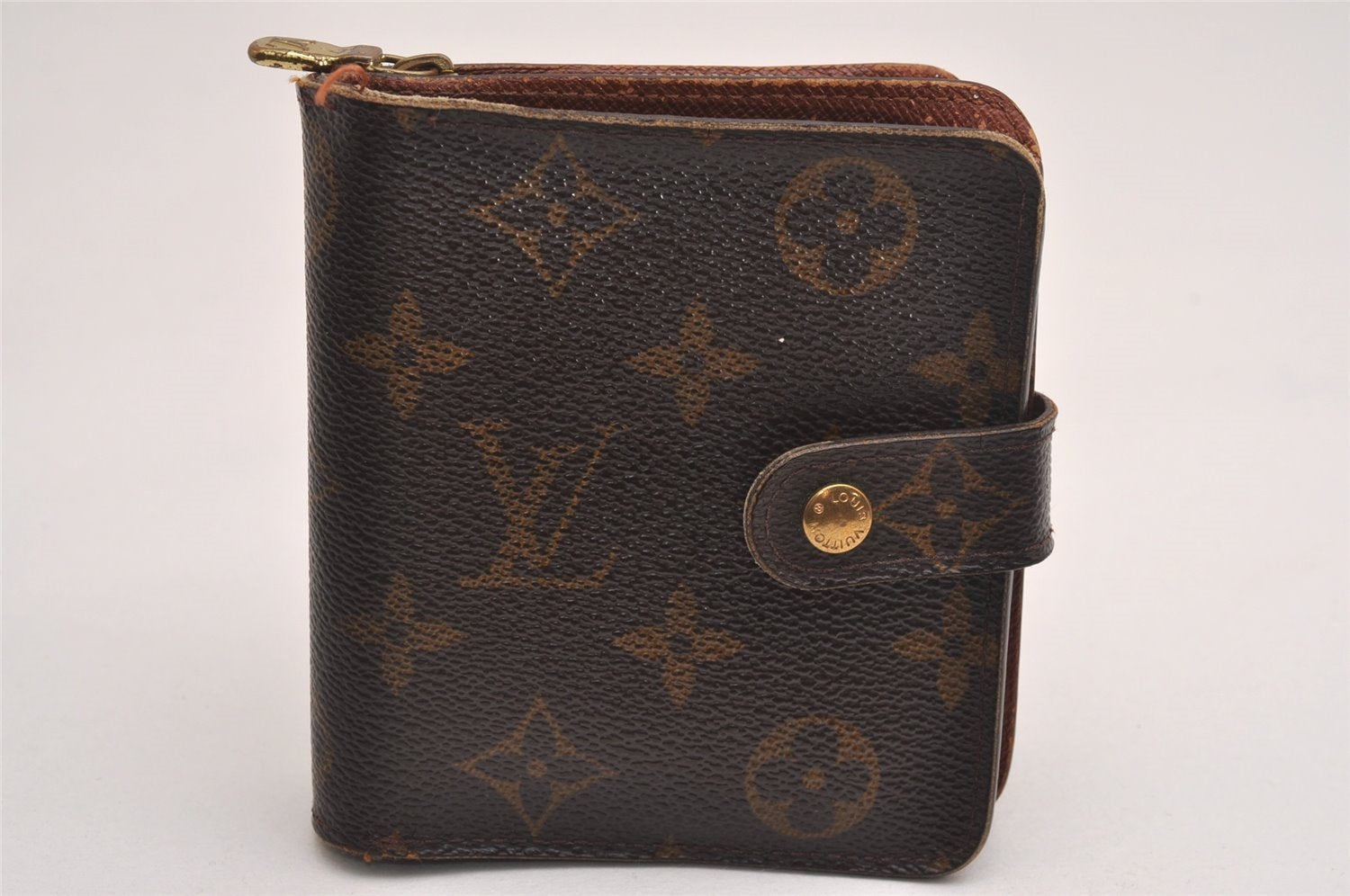 Authentic Louis Vuitton Monogram Compact Zip Bifold Wallet Purse M61667 LV 3851J