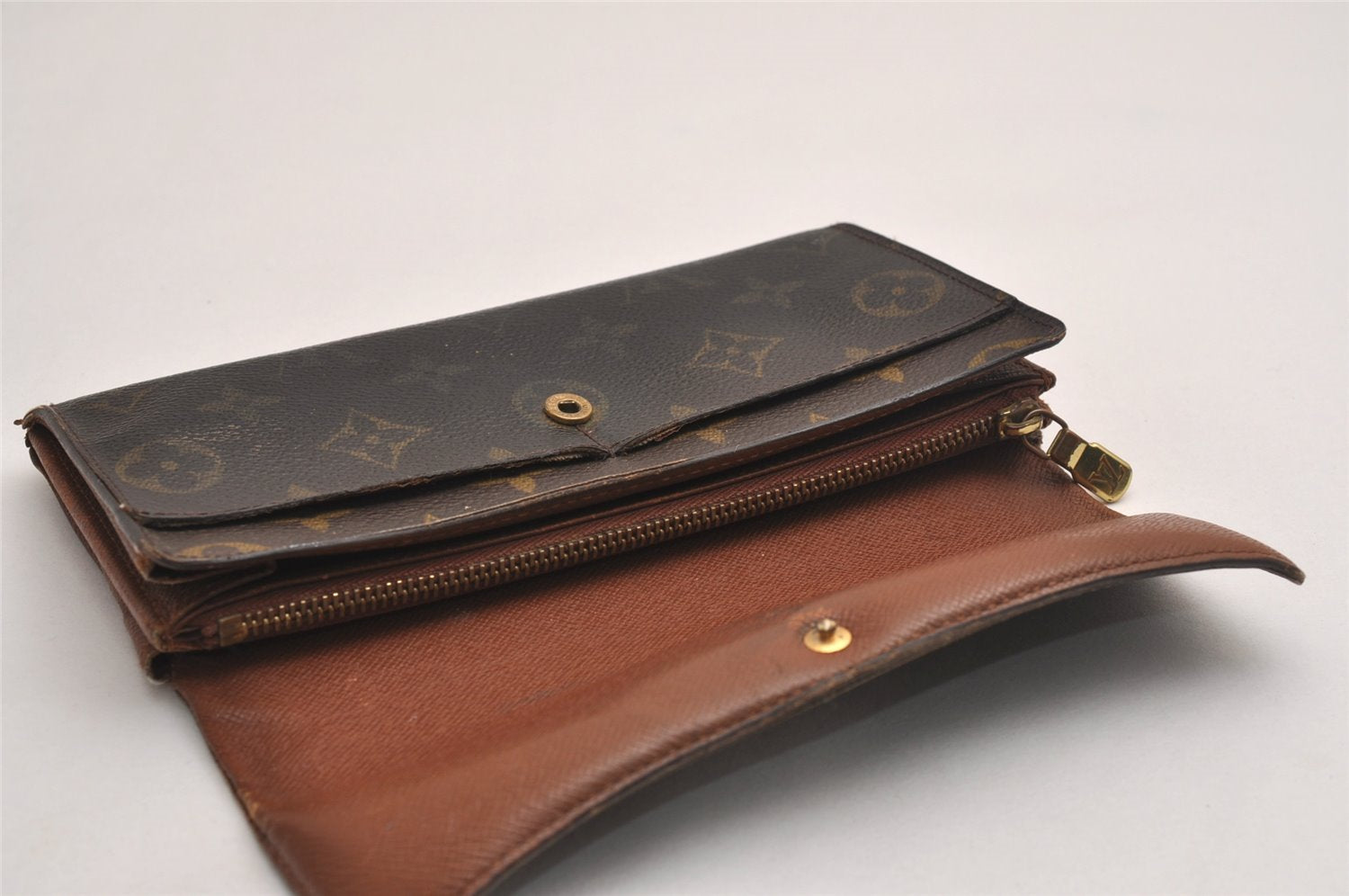 Auth Louis Vuitton Monogram Pochette Porte Monnaie Credit Wallet Junk 3852J