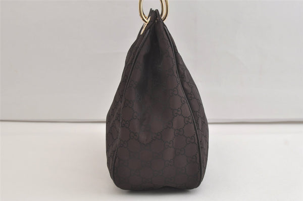 Authentic GUCCI Shoulder Hand Bag Purse GG Nylon Leather 257265 Brown  3852K