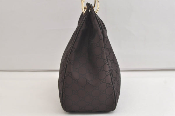 Authentic GUCCI Shoulder Hand Bag Purse GG Nylon Leather 257265 Brown  3852K
