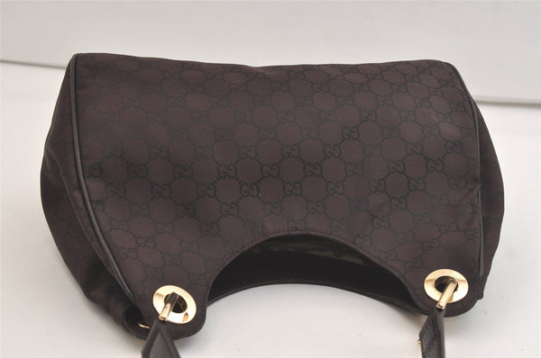 Authentic GUCCI Shoulder Hand Bag Purse GG Nylon Leather 257265 Brown  3852K