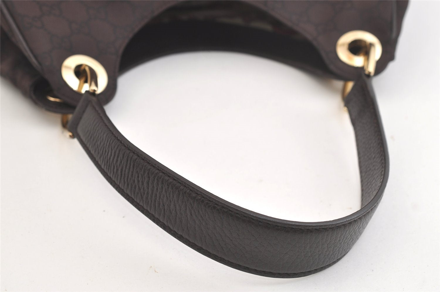 Authentic GUCCI Shoulder Hand Bag Purse GG Nylon Leather 257265 Brown  3852K