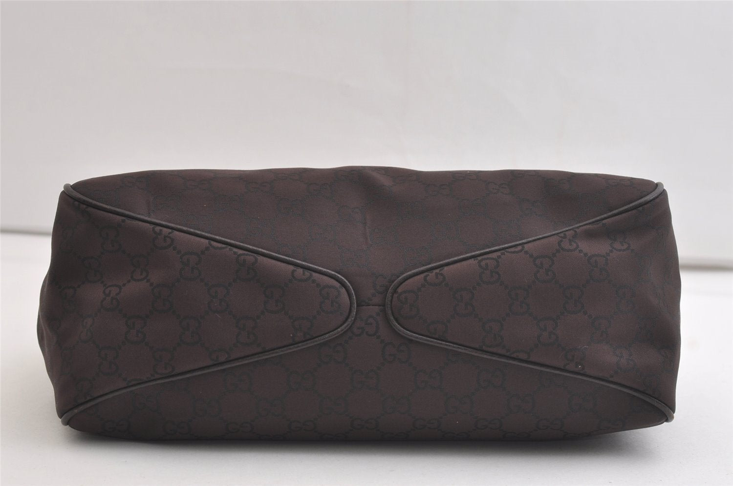 Authentic GUCCI Shoulder Hand Bag Purse GG Nylon Leather 257265 Brown  3852K