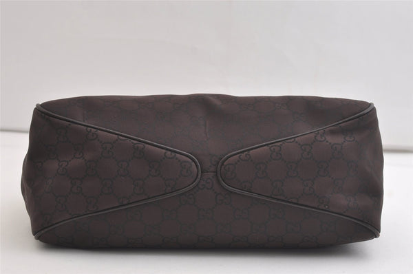 Authentic GUCCI Shoulder Hand Bag Purse GG Nylon Leather 257265 Brown  3852K