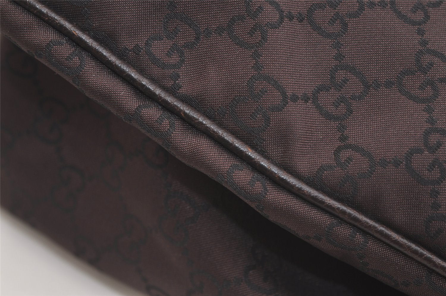 Authentic GUCCI Shoulder Hand Bag Purse GG Nylon Leather 257265 Brown  3852K