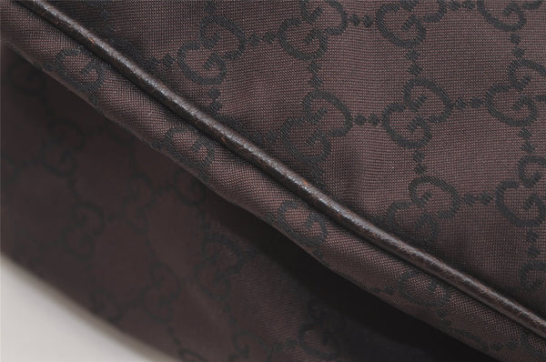 Authentic GUCCI Shoulder Hand Bag Purse GG Nylon Leather 257265 Brown  3852K