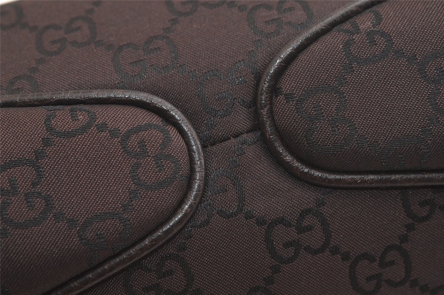 Authentic GUCCI Shoulder Hand Bag Purse GG Nylon Leather 257265 Brown  3852K