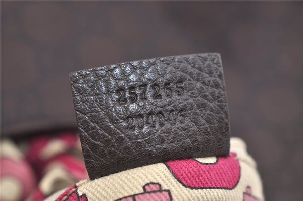 Authentic GUCCI Shoulder Hand Bag Purse GG Nylon Leather 257265 Brown  3852K